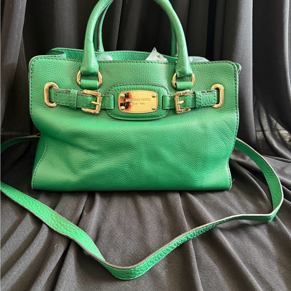 Michael Kors Green Satchel with Gold Accents